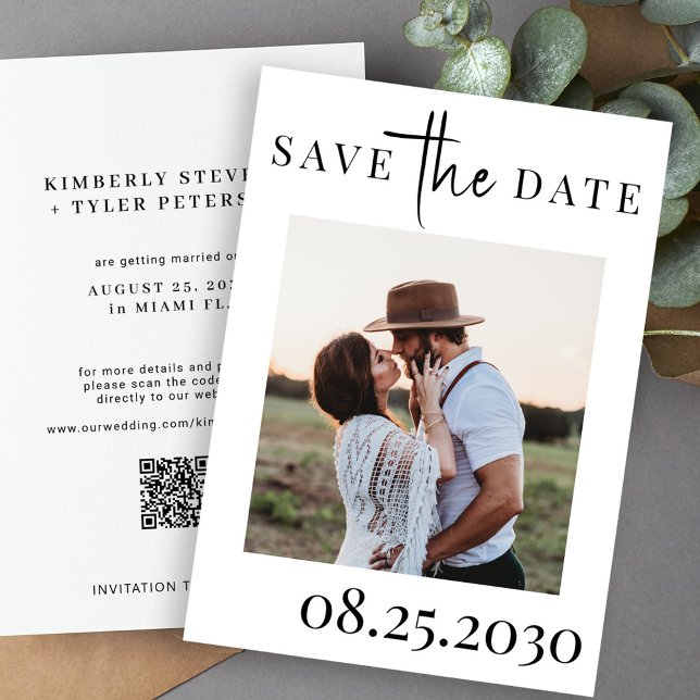 Save The Date QR CODE typographie moderne mariage photo (Créateur téléchargé)