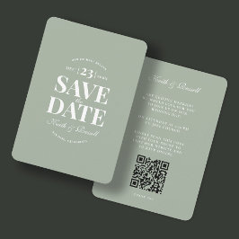 Save the Date QR Code Wedding Website Sage Green Einladung