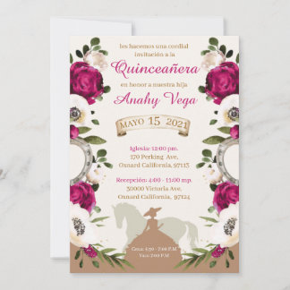 Save The Date Quinceañera Blush Pink Charra,Charro Western