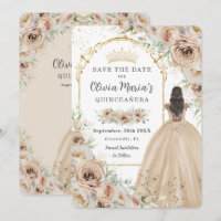 Quinceañera Champagne Crème beige Florale Princess