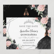 Quinceanera en argent rose noir XV doux 16