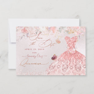 Save The Date Quinceanera Enregistrer la date Robe rose pâle