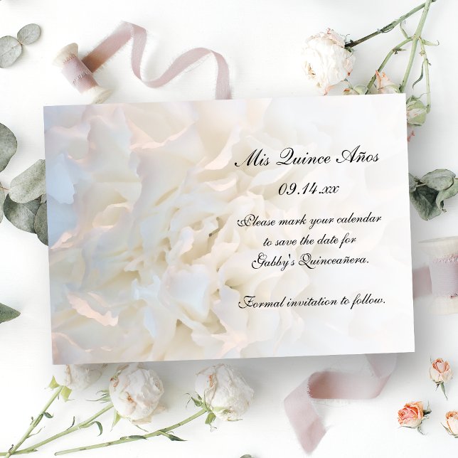 Save The Date Quinceañera florale blanche Sauvez la date (Créateur téléchargé)