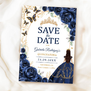 Save The Date Quinceanera Navy Or Floral