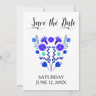 Save The Date Quinceanera Royal Blue et violet Floral mexicain F