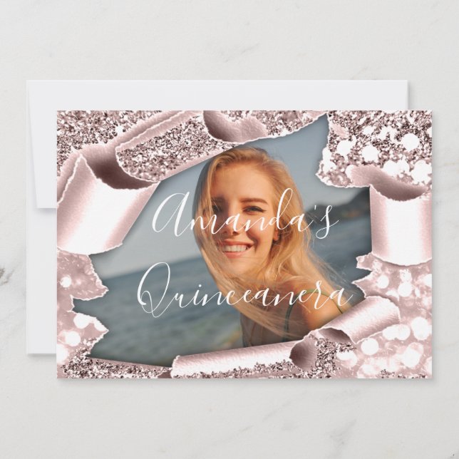 Save the Date QUINCEAÑERA Sweet 16. Rose Foto (Rückseite)