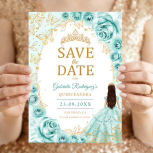 Save The Date Quinceanera Turquoise Or Floral