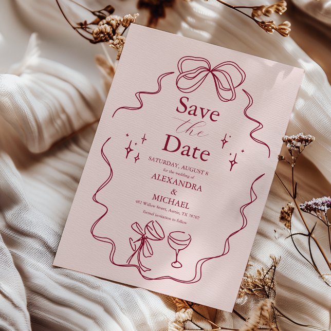 Save The Date Quirky Bow Mariage manuscrit (Créateur téléchargé)