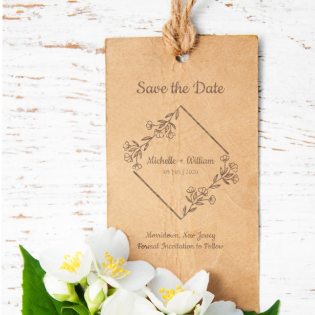 Save the Date Quote Diamond & Wildblumen Hochzeit Gummistempel (Von Creator hochgeladen)