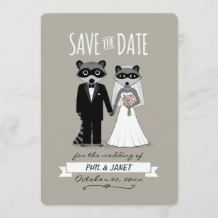 Save The Date Raccoons mariage Enregistrer la date