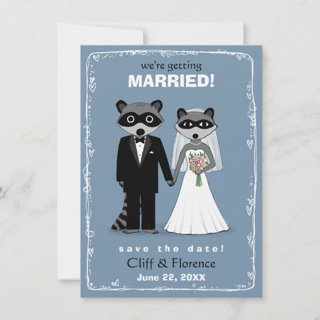 Save The Date Raccoons mariage Enregistrer la date (Devant)