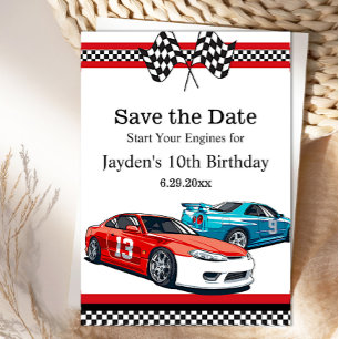 Save The Date Race Car Anniversaire, Enregistrer la date