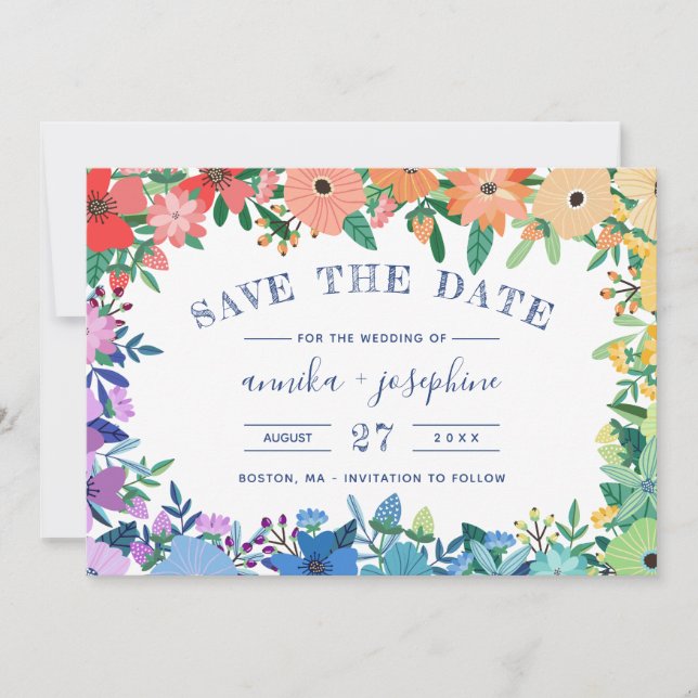 Save The Date Rainbow Flowers Mariage LGBT Enregistrer la date (Devant)