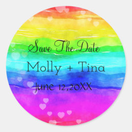 Save the Date Rainbow Runder Aufkleber