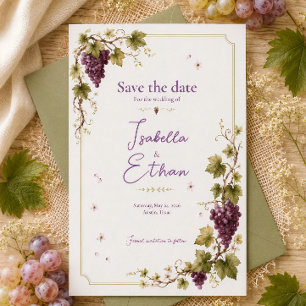 Save The Date Raisin de Vigne Violet Élégant Aquarelle Lavande