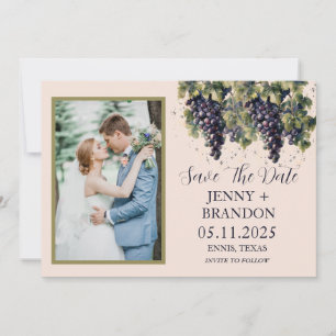 Save The Date Raisins d'aquarelle rustique Vignoble Photo