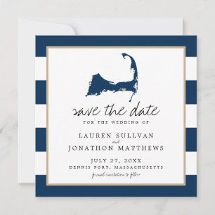 Save The Date Rayures Bleues Dennis Port Cape Cod Enregistrez la