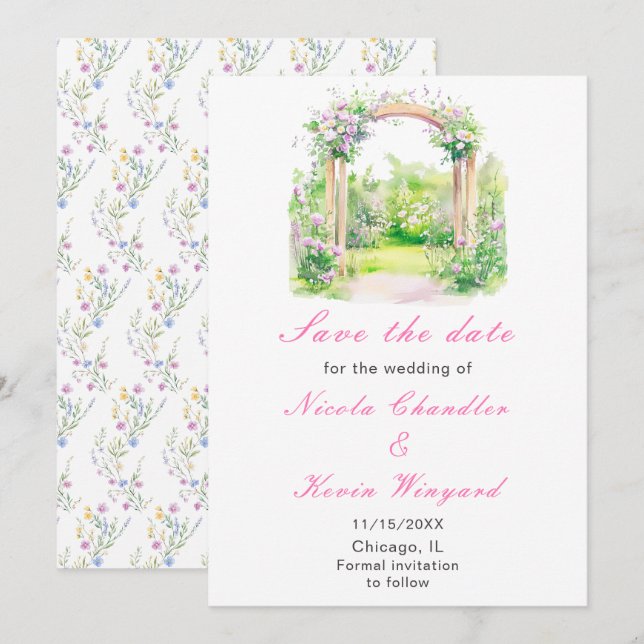 Save The Date Réception de l'arc Mariage de printemps (Devant / Derrière)