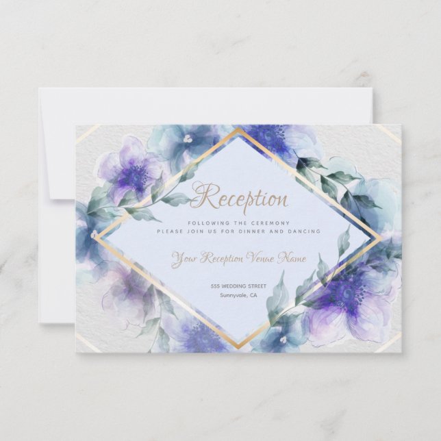 Save The Date Réception | Fleurs aquarelles translucides (Devant)