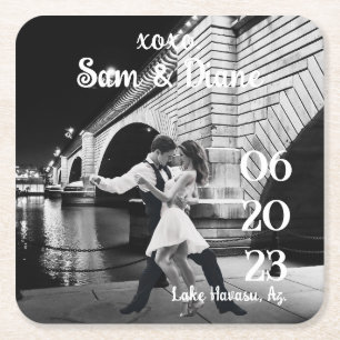 Save the Date Rechteckiger Pappuntersetzer