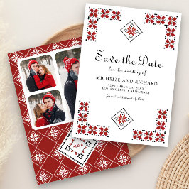 Save The Date Red and Black Ukrainian Embroidery Wedding