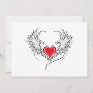 Save The Date Red Angel Coeur avec ailes