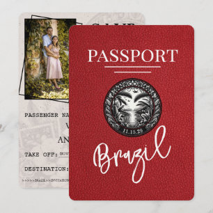 Save The Date Red Brazil Passeport Enregistrer la date