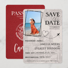 Save The Date Red Cancun Passport Enregistrer La Date