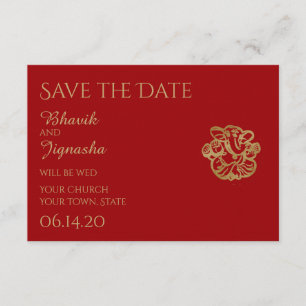 Save The Date Red et Gold Mandala Indian Wedding Enregistrer la 