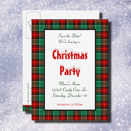 Save the Date Red Green Kariert Holiday Ankündigungspostkarte