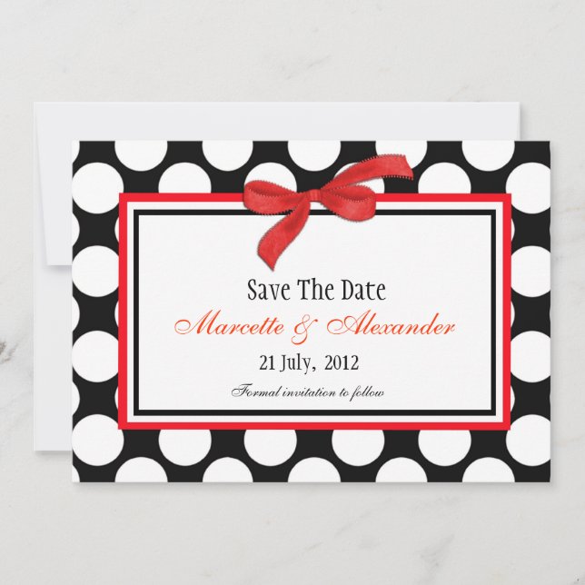 Save The Date Red Polka Dot Enregistrer La Date (Devant)