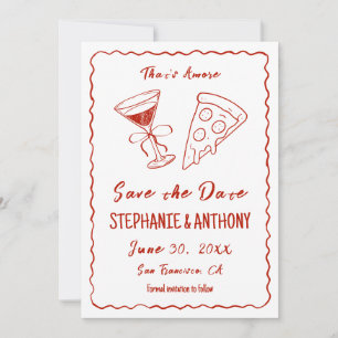 Save The Date Red Whimsical Frame That's Amore Italien Mariage