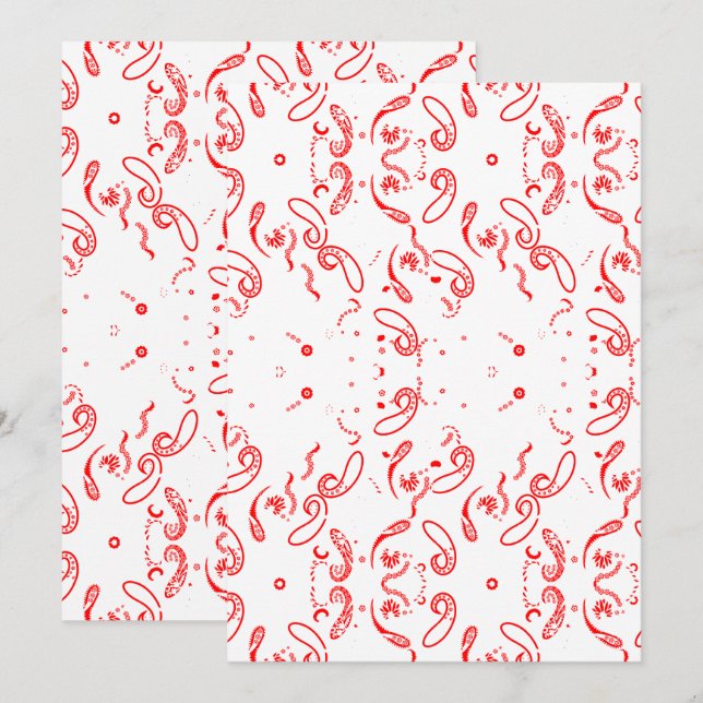Save The Date Red White Paisley Pattern – Folk Art Floral Print (Devant / Derrière)