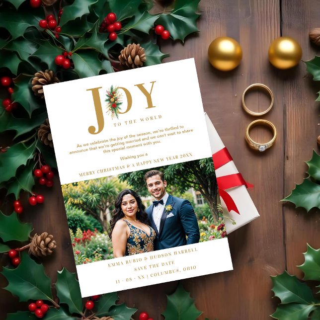 Save The Date Refined & Chic Poinsettias Garland Mariage Photo (Refined & Chic Poinsettias Garland Wedding Photo Save The Date,)