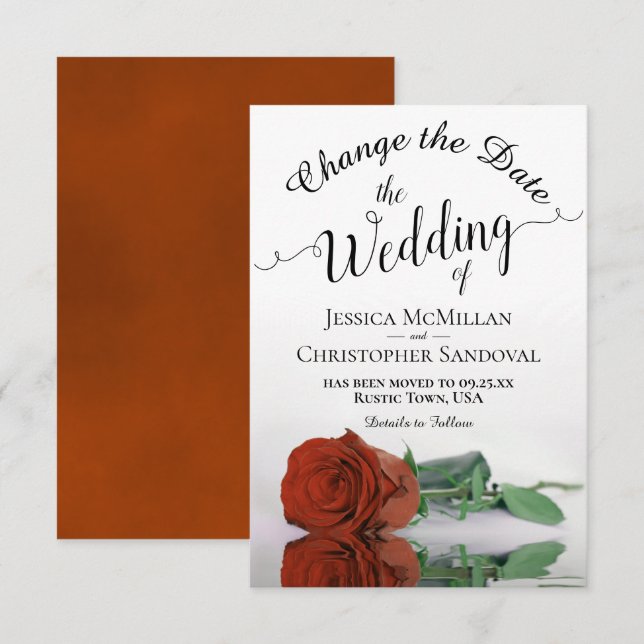 Save The Date Reflet de rouille Orange Rose Changer de plan Mari (Devant / Derrière)