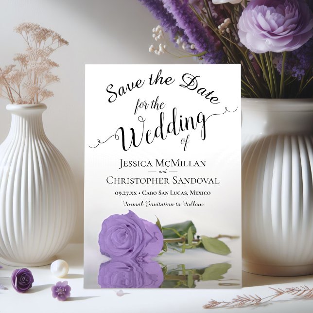 Save The Date Reflet Lavande violet Rose Mariage romantique (Créateur téléchargé)