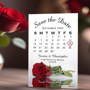 Save The Date Reflet Rose rouge Élégant calendrier de mariage