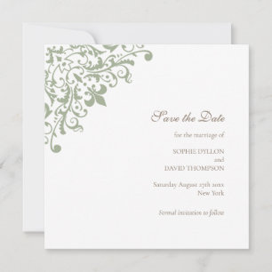 Save The Date Regency Green Fleur de Wedding Enregistrer La Date