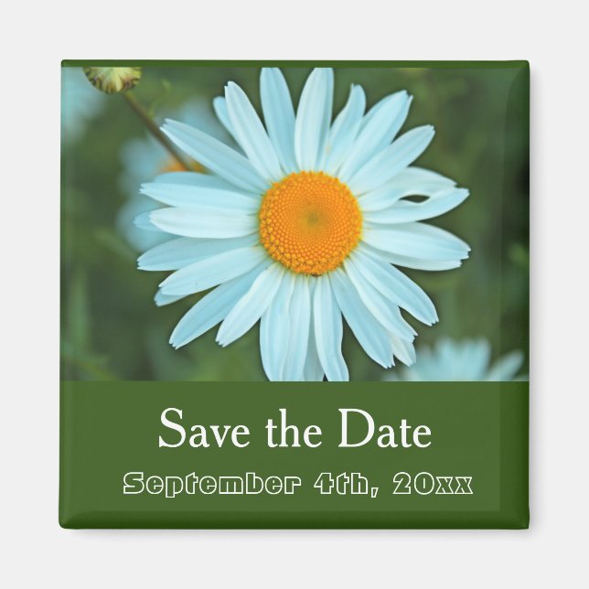 Save the Date, reine Blume grün Magnet (Vorne)
