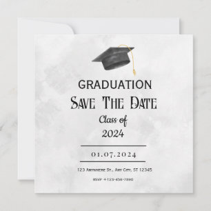 Save The Date Remise de diplôme Grunge Noir Jaune Enregistrez la