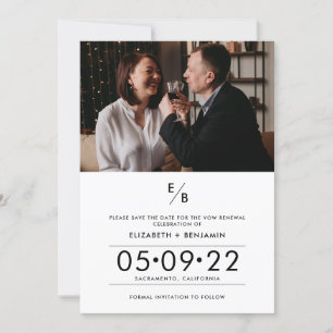 Save The Date Renouvellement de Vœux de Photo de Monogramme Élég