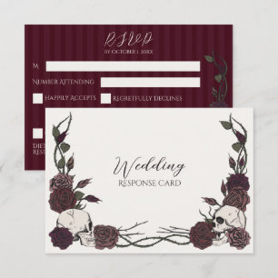 Save The Date Réponse de mariage florale crâne ivoire et burgund