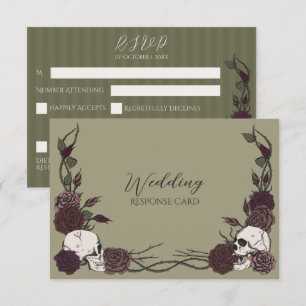 Save The Date Réponse de mariage florale crâne olive poussiéreus