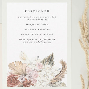 Save The Date Reporté La Date Bohème Pampas Changer La Date