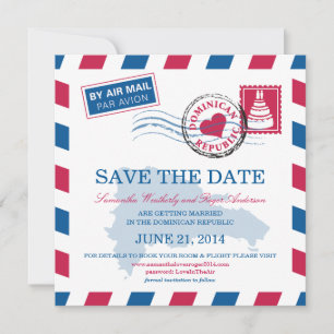 Save The Date République dominicaine Courrier aérien Mariage Enr