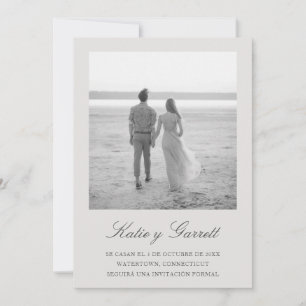 Save The Date Reserva la Fecha Elegant Simple Grey Photo Espagno