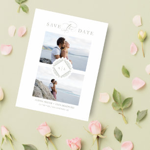 Save The Date Reserva La Fecha Initiales Trend Chic Ornament Sop