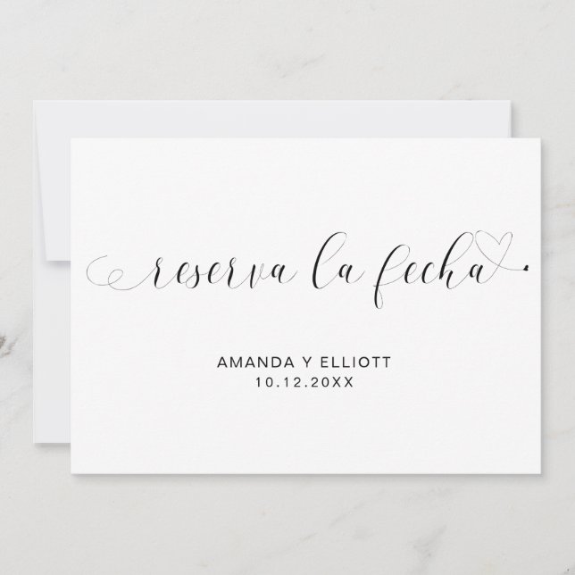 Save The Date Reserva la Fecha Simple Espagnol noir et blanc (Devant)