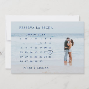 Save The Date Reserva La Fecha Simple Navy Calendrier bleu Photo
