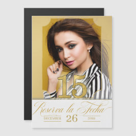 Save the Date Reserva la Fecha Spanish Quinceanera Magnetkarte